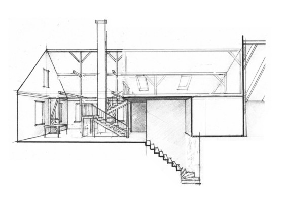 Konzeptskizze Umbau Bauernhaus Lengnau