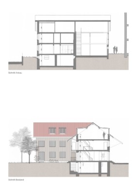 Schnittzeichnungen Studie Aus- und Anbau Oberrohrdorf