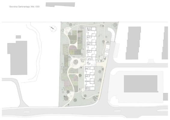 Umgebung mit Schrebergärten Umgebung Städtebau Remetschwil Alterswohnungen Gartenzone Schrebergärten